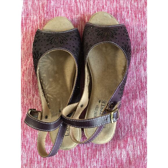 L'artiste Spring Purple Strappy Sandals Leather Shoes Flower EUR 40 / US 9.5 - Picture 3 of 9